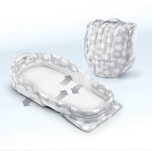 Складная кроватка ХL серая с облаками BABY DELIGHT  322586 Серый Santreyd  - Вид №1