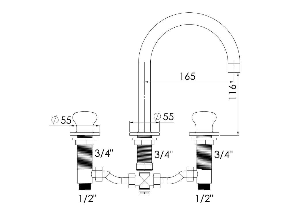 Смеситель для раковины с 3 отверстиями rvb DEVILLE ARCH-00142038 - Вид №2