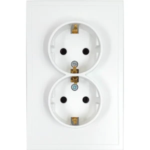 Двойная розетка MIRKL Grace с заземлением, белая 89393856