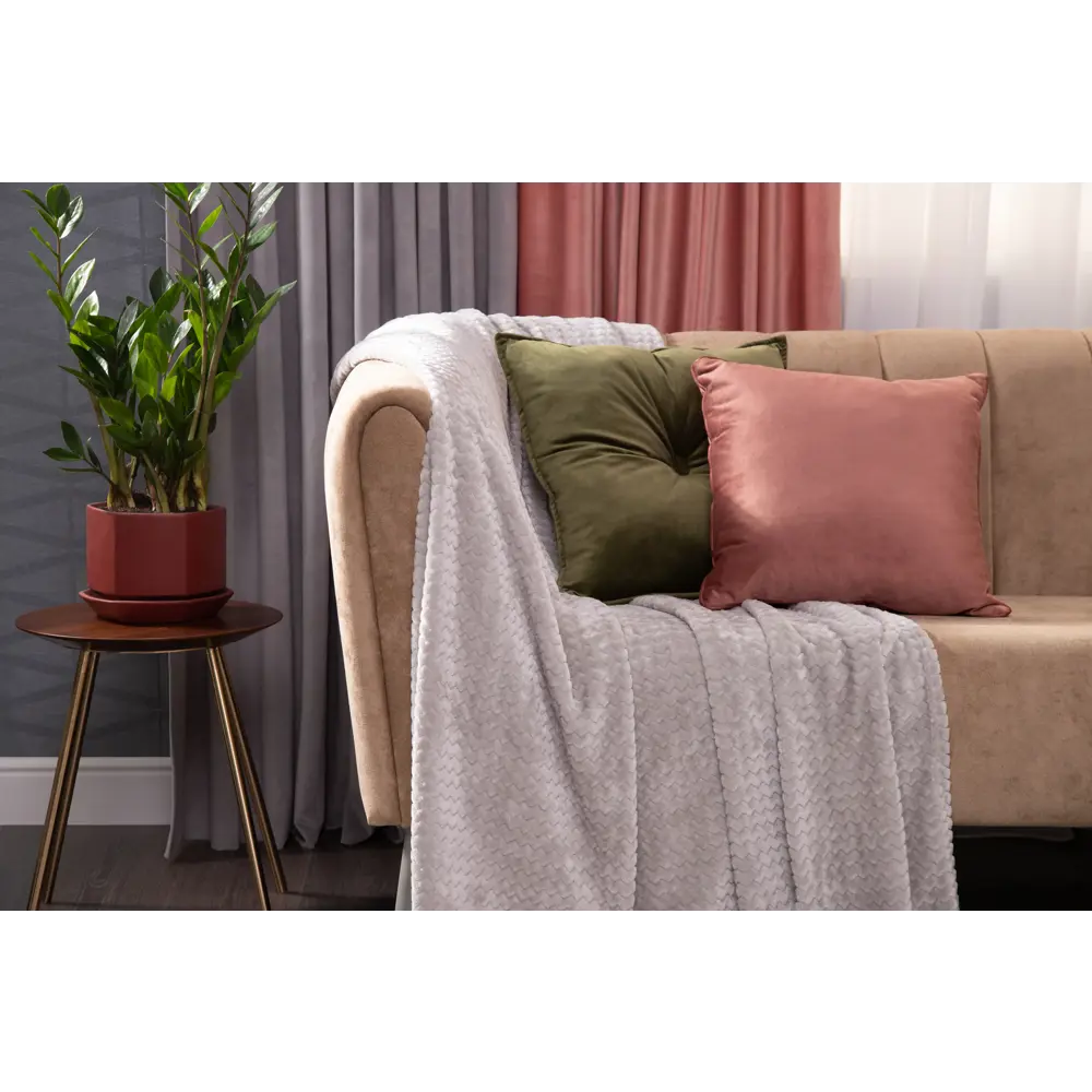 Подушка с пуговицей Бархат 43x43 см цвет зеленый LINEN WAY STLM-2119626 - Вид №4