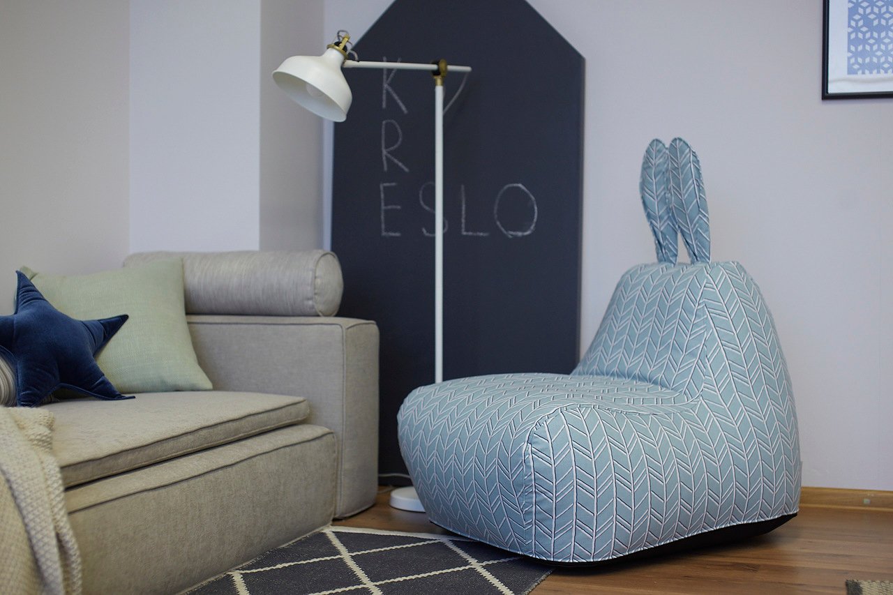 Бескаркасный пуф-заяц детский хлопок голубой МАСТЕРСКАЯ КРЕСЛО  335307 Голубой Santreyd  - Вид №4