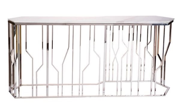Консоль белая с фигурным металлическим основанием, хром Foresta UNICO - 248846 Серебро  - Вид №1