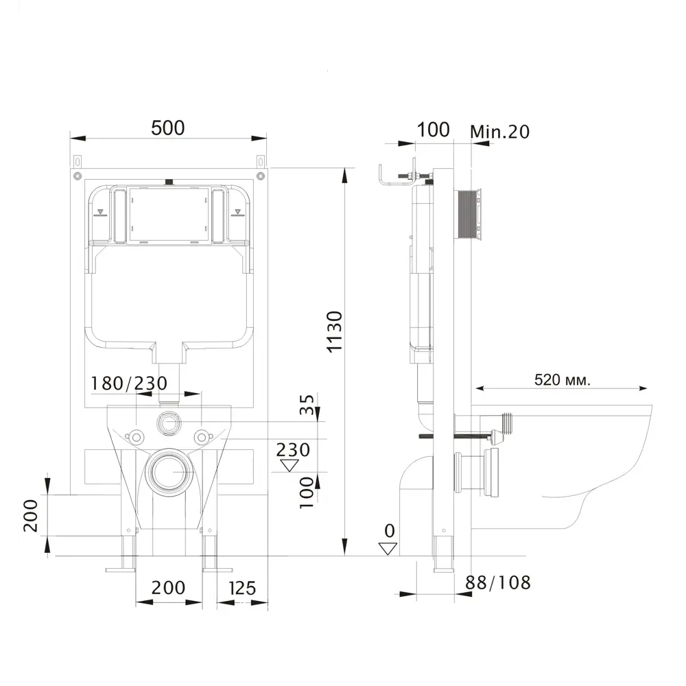 Комплект инсталляция с унитазом Aquatek Европа 4 в 1, безободковый с микролифтом, клавиша цвет белый STLM-2120468 - Вид №20