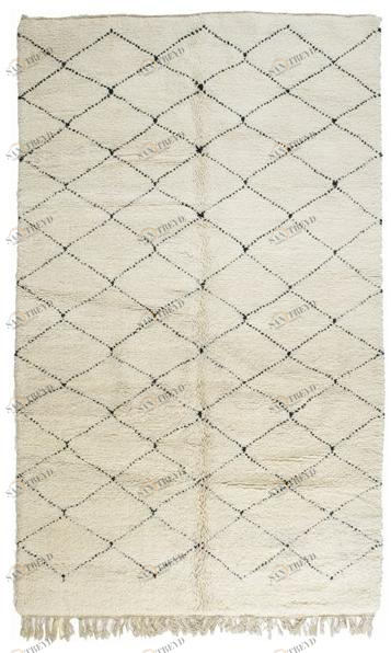 AFOLKI Прямоугольный шерстяной коврик с длинным ворсом и геометрическими мотивами Beni ourain sun-id-1370213