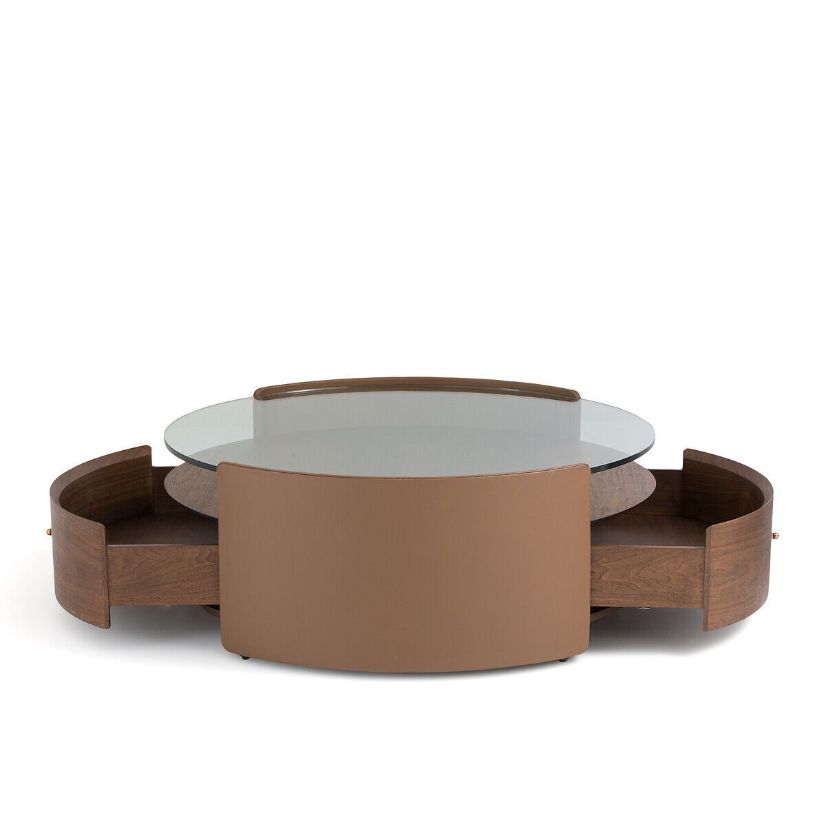 Круглый деревянный и кожаный журнальный столик AMPM Firmo ARCH-00008123 - Вид №2