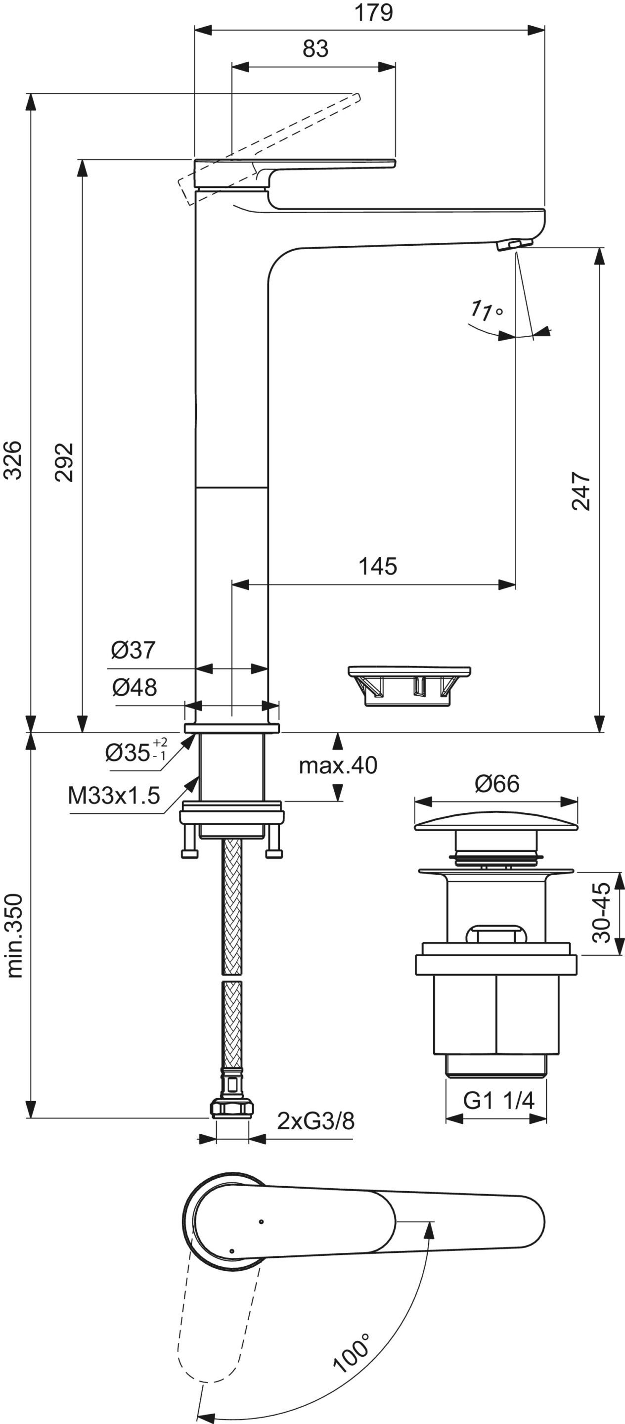 Однорычажный высокий смеситель для раковины Ideal Standard CERAFINE O ARCH-00120661 - Вид №1
