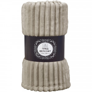 83706329 Плед 150x200 см велсофт цвет бежевый Strips