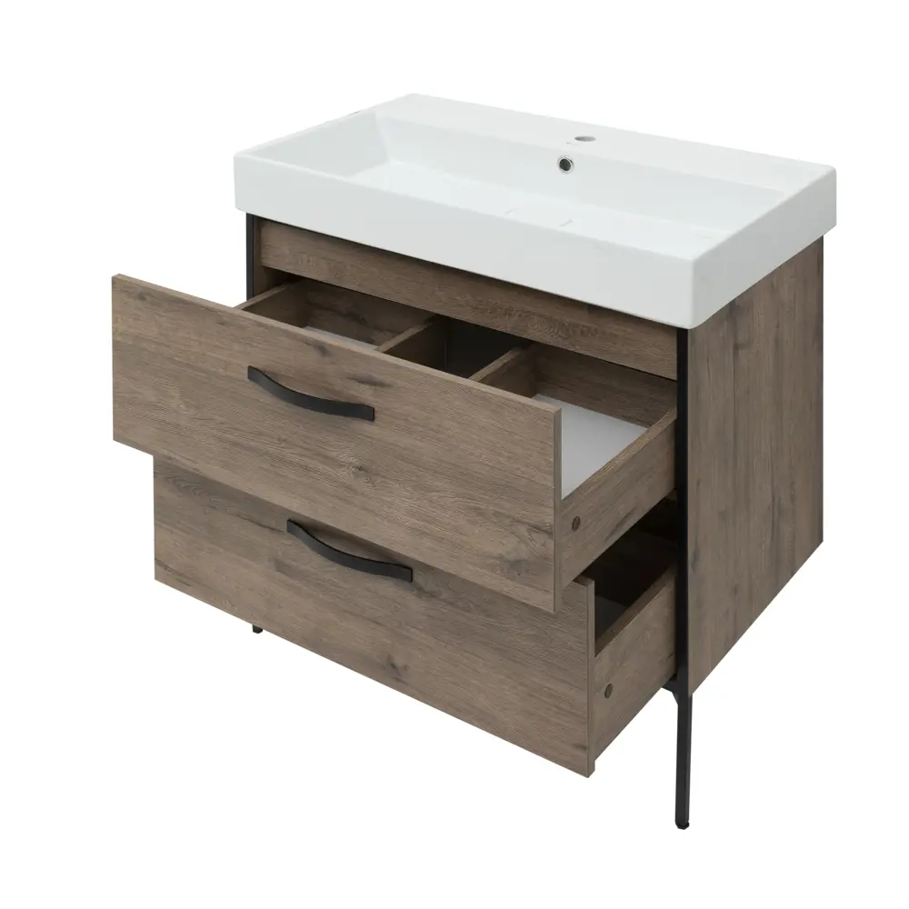 Aquanet Инди Вилис: Подвесная тумба под раковину 80 см в цвете дуб Веллингтон 83075753 STLM-0038893 - Вид №10