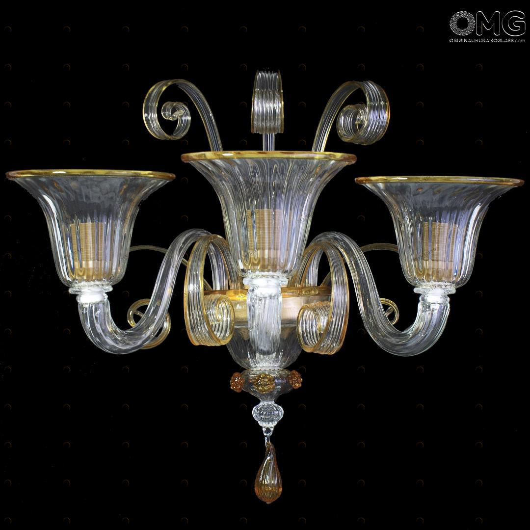 1278 ORIGINALMURANOGLASS Настенный светильник Бра Фоскари Янтарь - Пастораль - муранское стекло OMG 30 см 