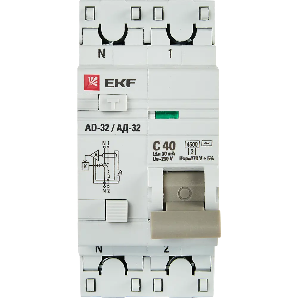 Дифференциальный автомат EKF АД-32 1P N C40 А 30 мА 4.5 кА АС 82421565 STLM-2067893  - Вид №1
