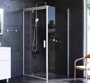 W90G-404-090MT Душевое ограждение Sqare Pivot 90x90 стекло прозрачное профиль матовый хром без AM.PM Gem