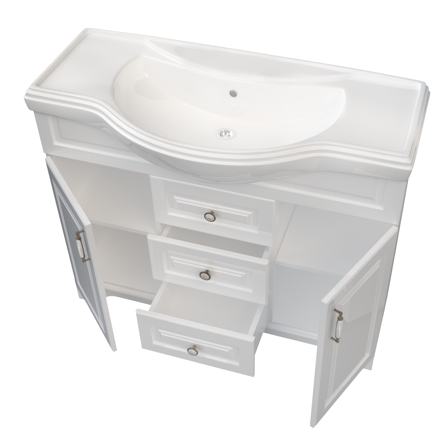 У94490 Тумба Прованс New 80Н 2в.я. 2д. Белый глянец 1 Marka Прованс