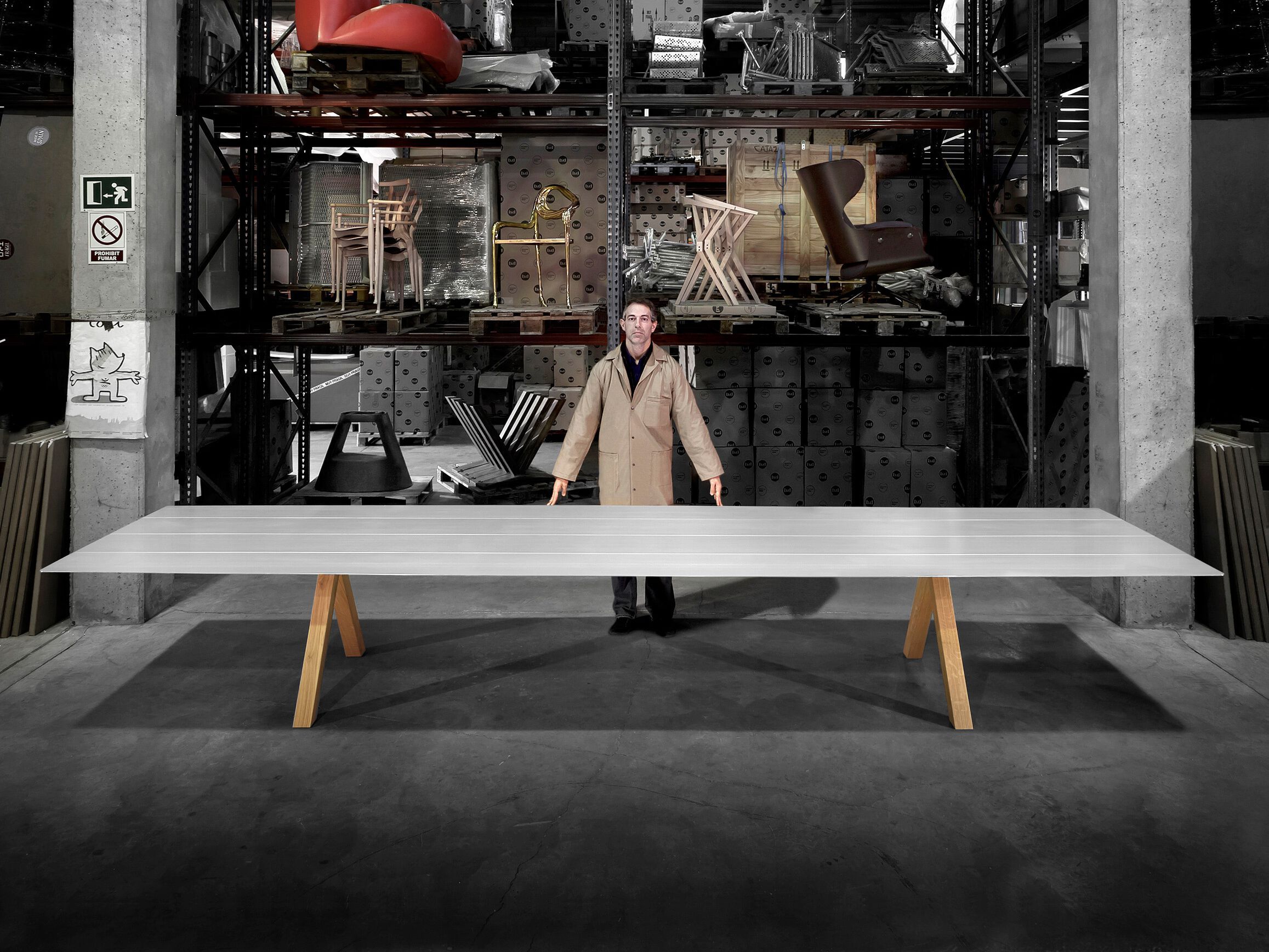 Прямоугольный обеденный стол из алюминия и дерева BD Barcelona Aluminium ARCH-00066784 - Вид №6