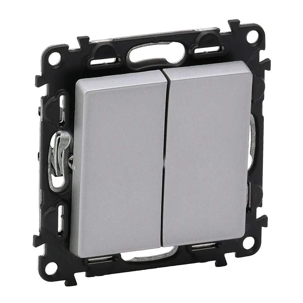 Переключатель Legrand VLN-L двухклавишный алюминий 82762681 STLM-2187756 Valena Life - Вид №1