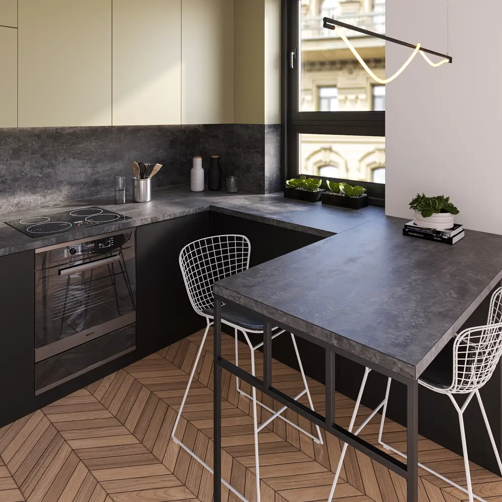 Столешница KONSENSA Бетон темный 80x240x3.8 см ДСП цвет серый 89452037 STLM-2054331 ДСП Прямой угол - Вид №6