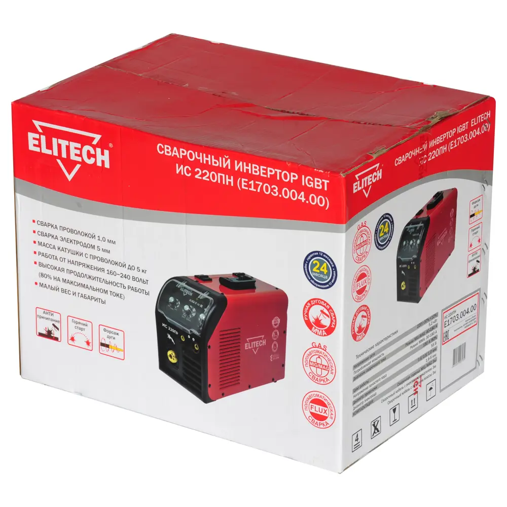 Сварочный аппарат инверторный Elitech 220ПН E1703.004.00, 180 А, 4 мм 87712124 STLM-2014552  - Вид №5