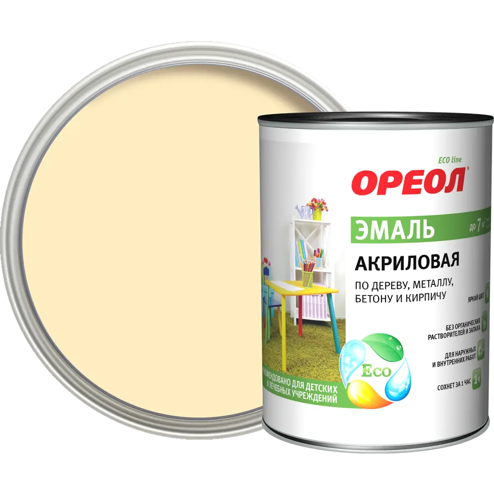 Эмаль акриловая Ореол глянцевая цвет слоновая кость 0.9 кг 84439818 STLM-2131264 