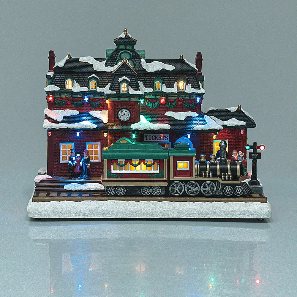 89368025 Декоративная фигура Вокзал с поездом пластик STLM-1348647 Santreyd Christmas - Вид №1