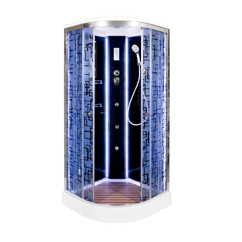 ЕМ1510 с гм. и эл. Душевая кабина DETO Серия EM BМ1510 LED с гм. BLACK