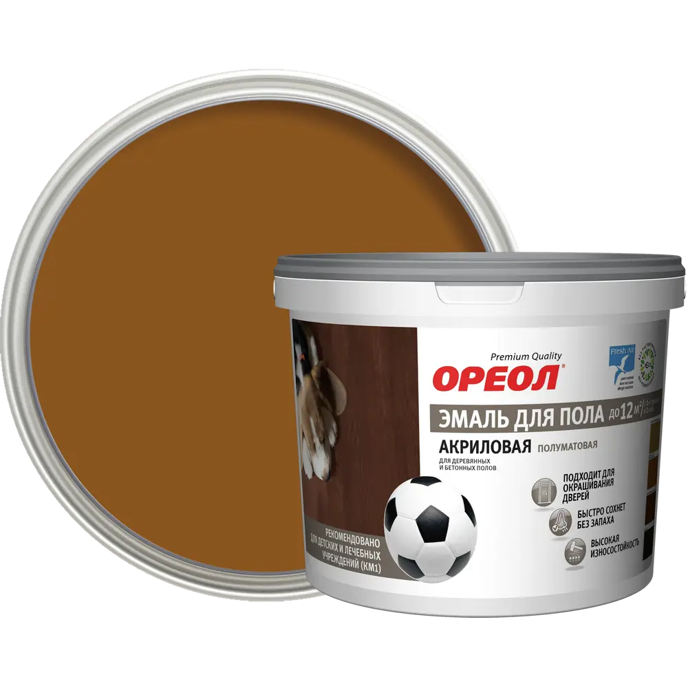 Акриловая эмаль Ореол для пола - золотисто-коричневая, 2.3 кг 84439740 STLM-0050058