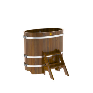 2246 Купель овальная из лиственницы Рустик 0,59х1,06х1,0 морёная Alyarus