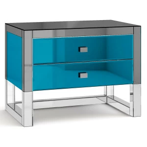 Прикроватная тумбочка дизайнерская синяя "Румми" GRAUM  304071 Зеркальный;синий