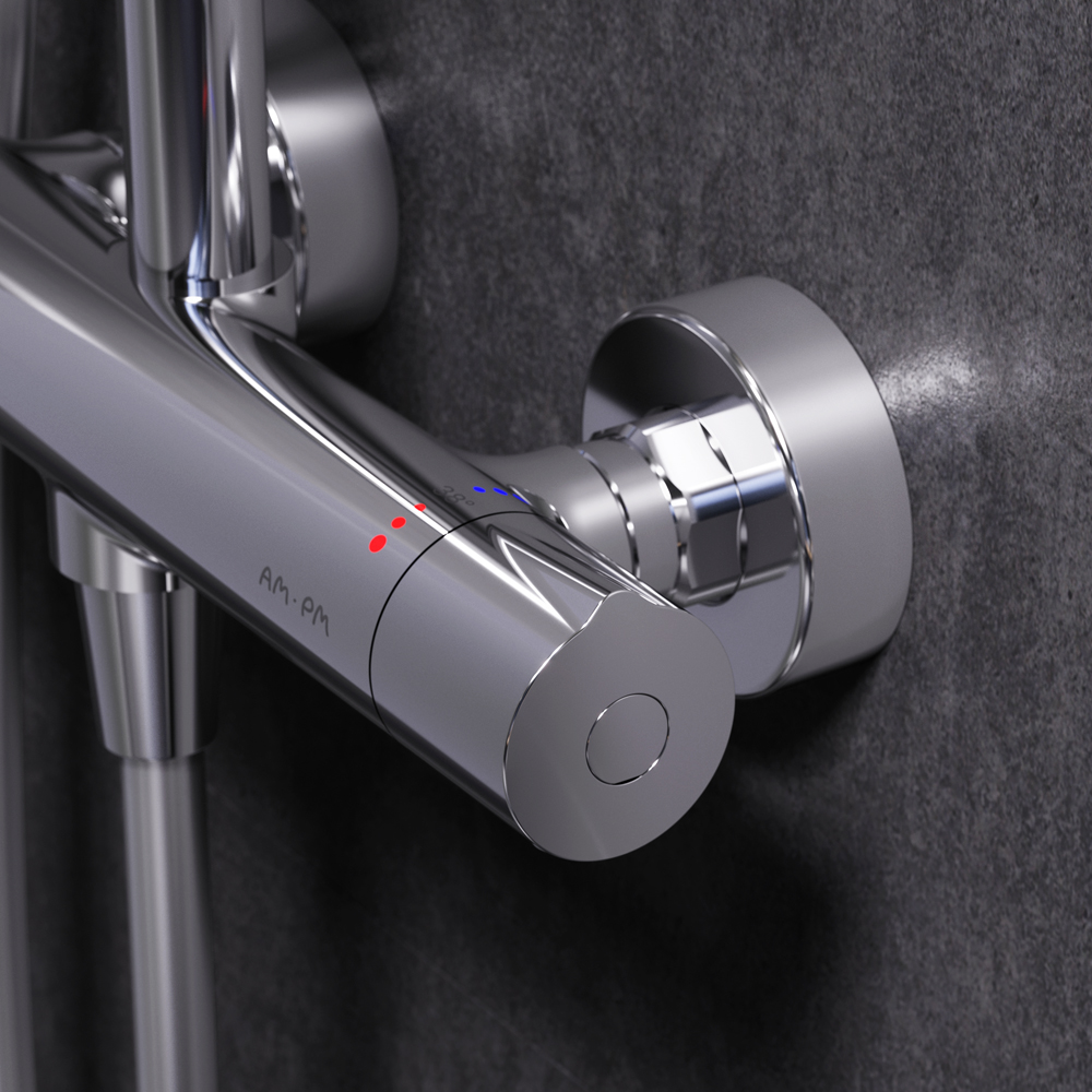 F0780464 душ.система набор:см-ль д/душа термостатверх.душ d250 мм ручной душ 120 мм 3 функци AM.PM Like - Вид №4