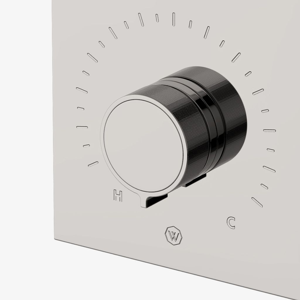 BTH64A Встроенная термостатическая трима Bond Tandem и двойная регулировка объема с ручками с гильошированными линиями Waterworks - Вид №1