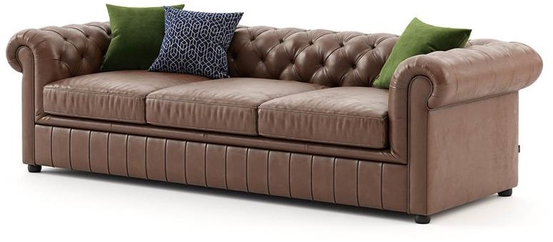 Laskasas Стеганый 3-местный кожаный диван sun-id-1503264 - Вид №1