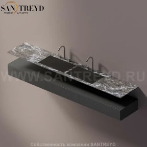 AELLN0CC22426KD Подвесная раковина настенная прямоугольная Agape Ell серая