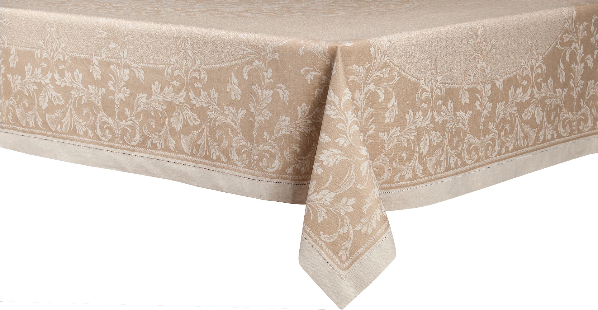 10601083 Яковлевский жаккард Скатерть прямоугольная Яковлевский Жаккард Овальная 178х250см бежевая, хлопок Ткань 