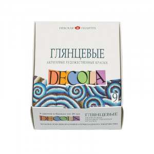 2941115 Краска акриловая набор глянцевых красок 9 цв. 20 мл DECOLA