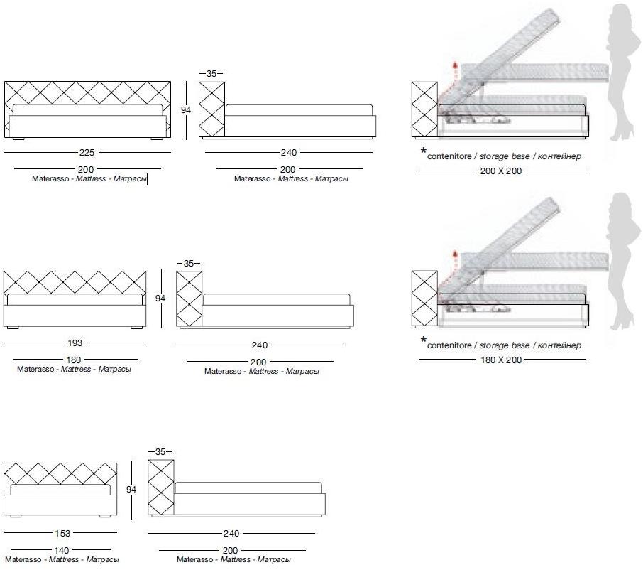Longhi Двуспальная кровать из ткани с тафтинговым изголовьем Loveluxe W 800 - Вид №3
