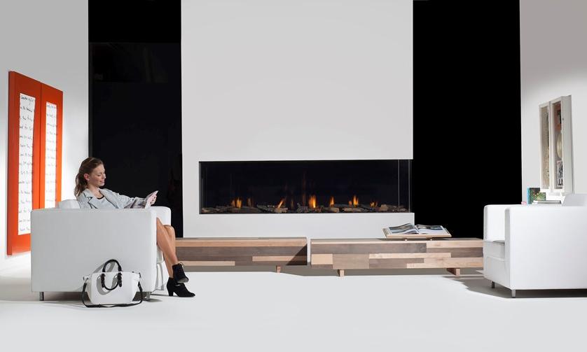 Element4 Угловой газовый камин из стали с панорамным остеклением sun-id-1384150 - Вид №3