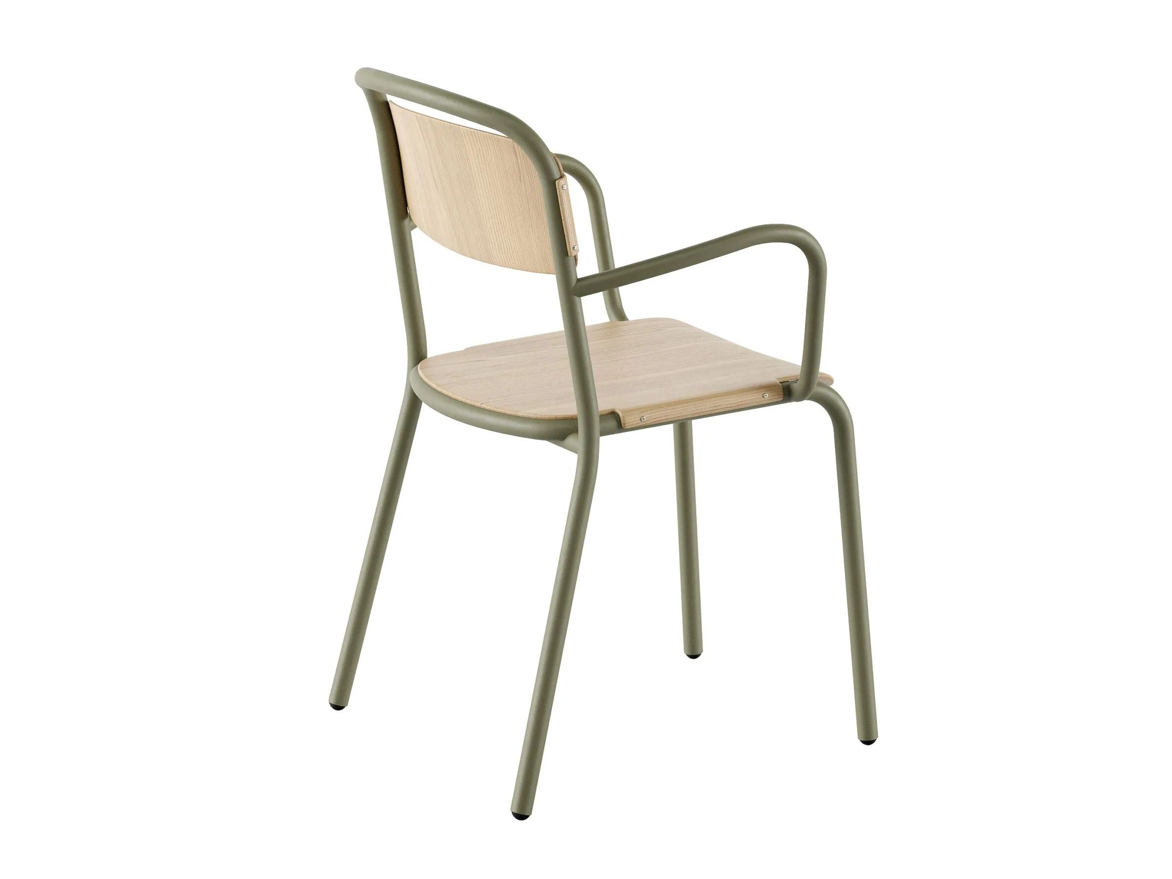 Штабелируемый стул из стали и дерева с подлокотниками Infiniti Skol ARCH-00034018 - Вид №3