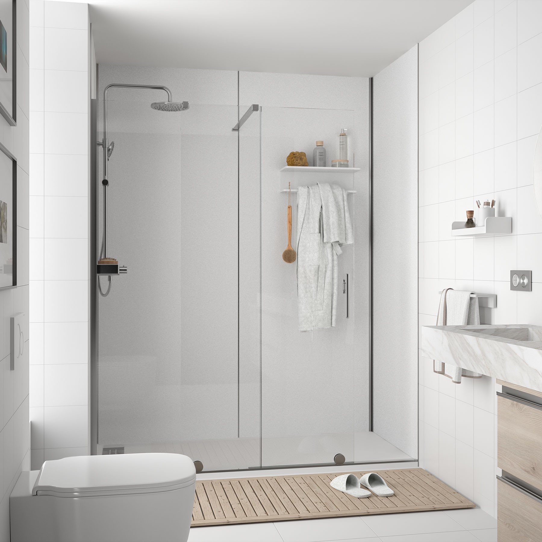 88073 SALGAR Душевая панель ATLAS blanco white на заказ до 799 мм