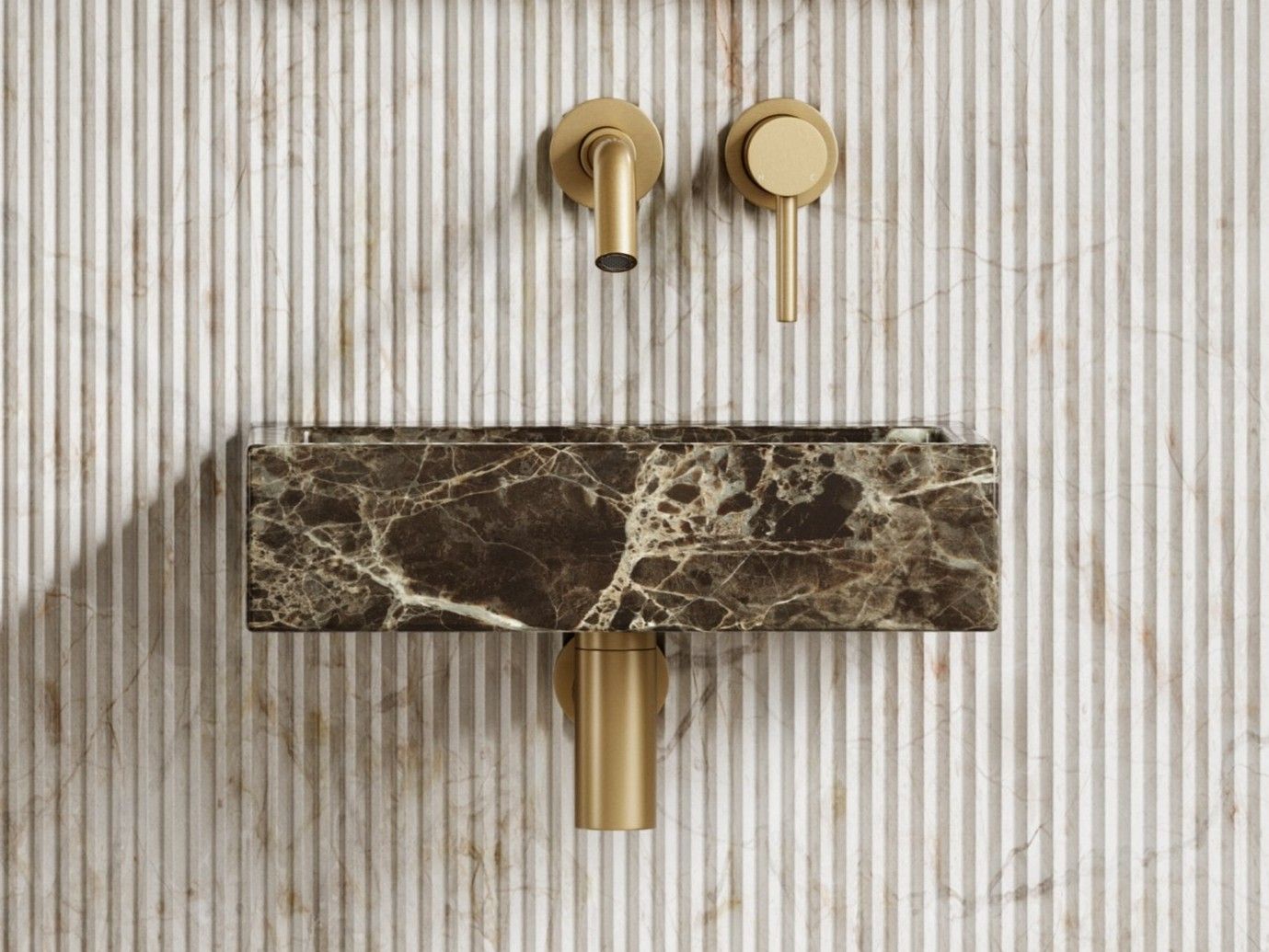 Прямоугольная подвесная раковина из темного мрамора Emperador LUSSO VIA ARCH-00052282