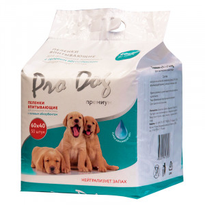 ПР0049233 Пеленки для кошек и собак 40х60см 50шт c гелевым абсорбентом и клеевыми уголками PRO DOG
