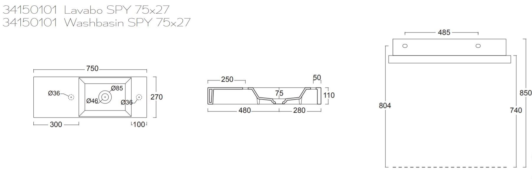 Керамическая прямоугольная столешница для мытья рук Alice Ceramica Шпион ARCH-00126165 - Вид №39