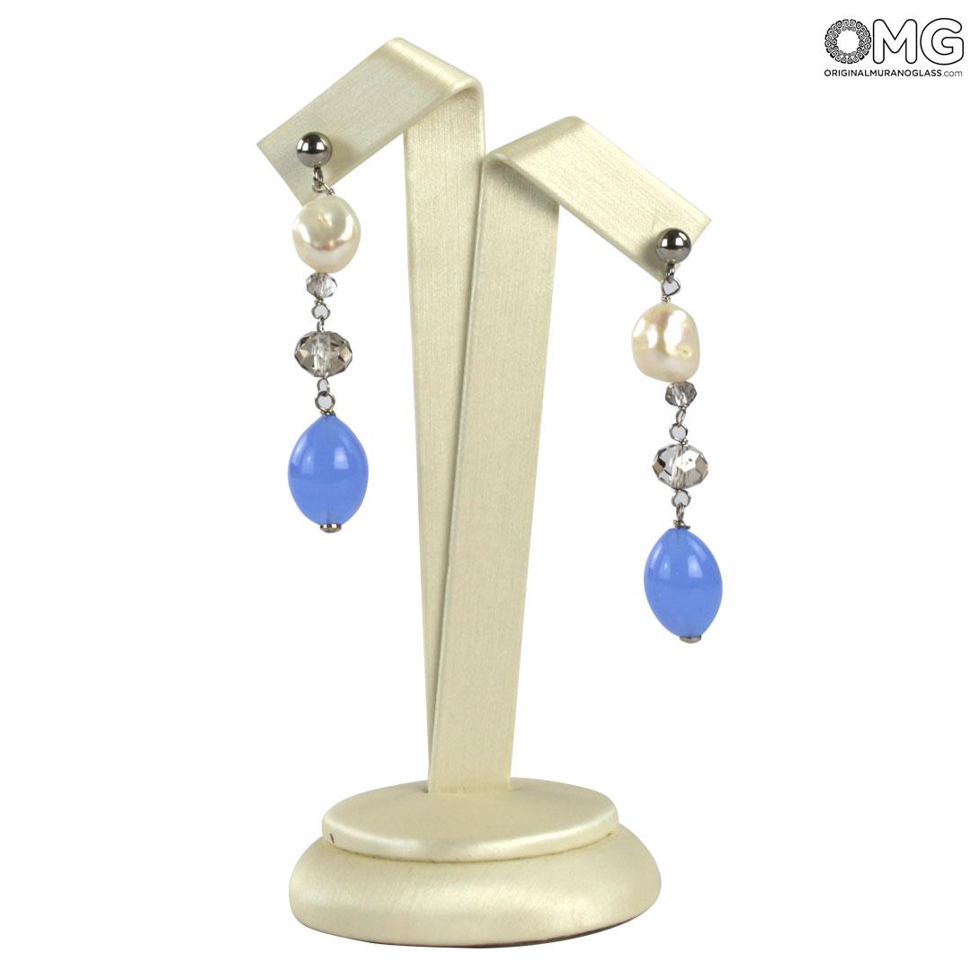 4317 ORIGINALMURANOGLASS Подвесные серьги Фиалка - Коллекция Antica Murrina - муранское стекло OMG 6 см  - Вид №1