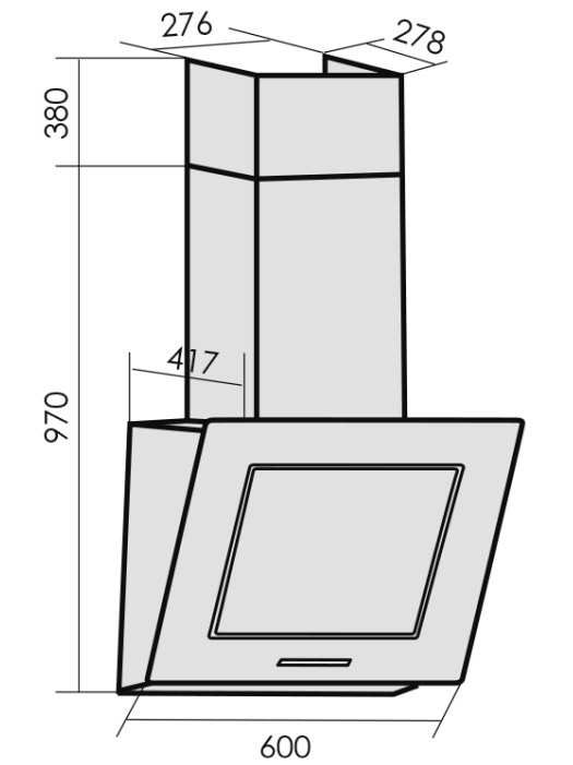 9970724 Вытяжка наклонная MBS CAMELLIA 160 GLASS черный/черный STDN-0151075 - Вид №5