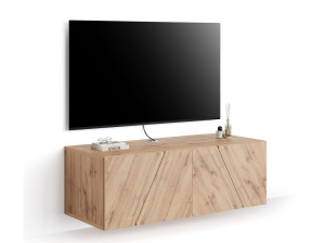 Подвесной ТВ-шкаф из меламиновой ткани с системой кабельных втулок и распашными дверцами