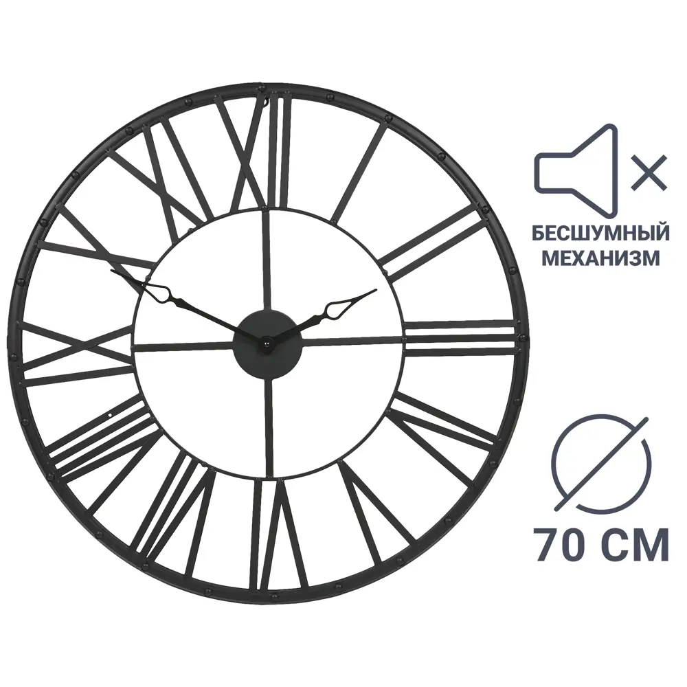 Часы настенные Atmosphera Retro Factory ø70 см, металл, цвет чёрный 83877072 STLM-2159190