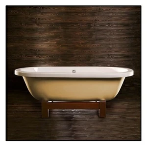 Ванна напольная отдельностоящая бежевая с деревянной рамой Akcjum Casandra WR-12-01-N