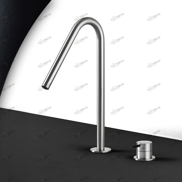 Смеситель для раковины сталь матовая с черной ручкой Toki Radomonte TKI31SCIL22