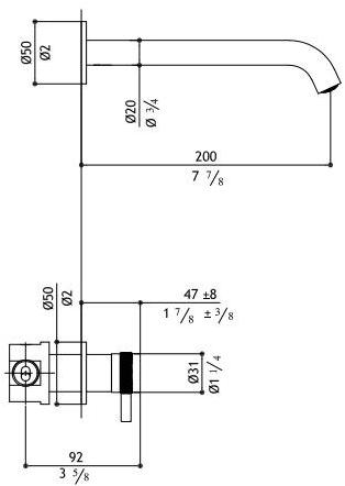 MGS Смеситель для умывальника настенный из нержавеющей стали на 2 отверстия Ergon sun-id-1454857 - Вид №5