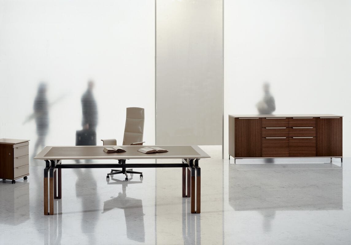 Деревянный прямоугольный рабочий стол с кожаной столешницей i 4 Mariani ARCH-00054872 - Вид №7