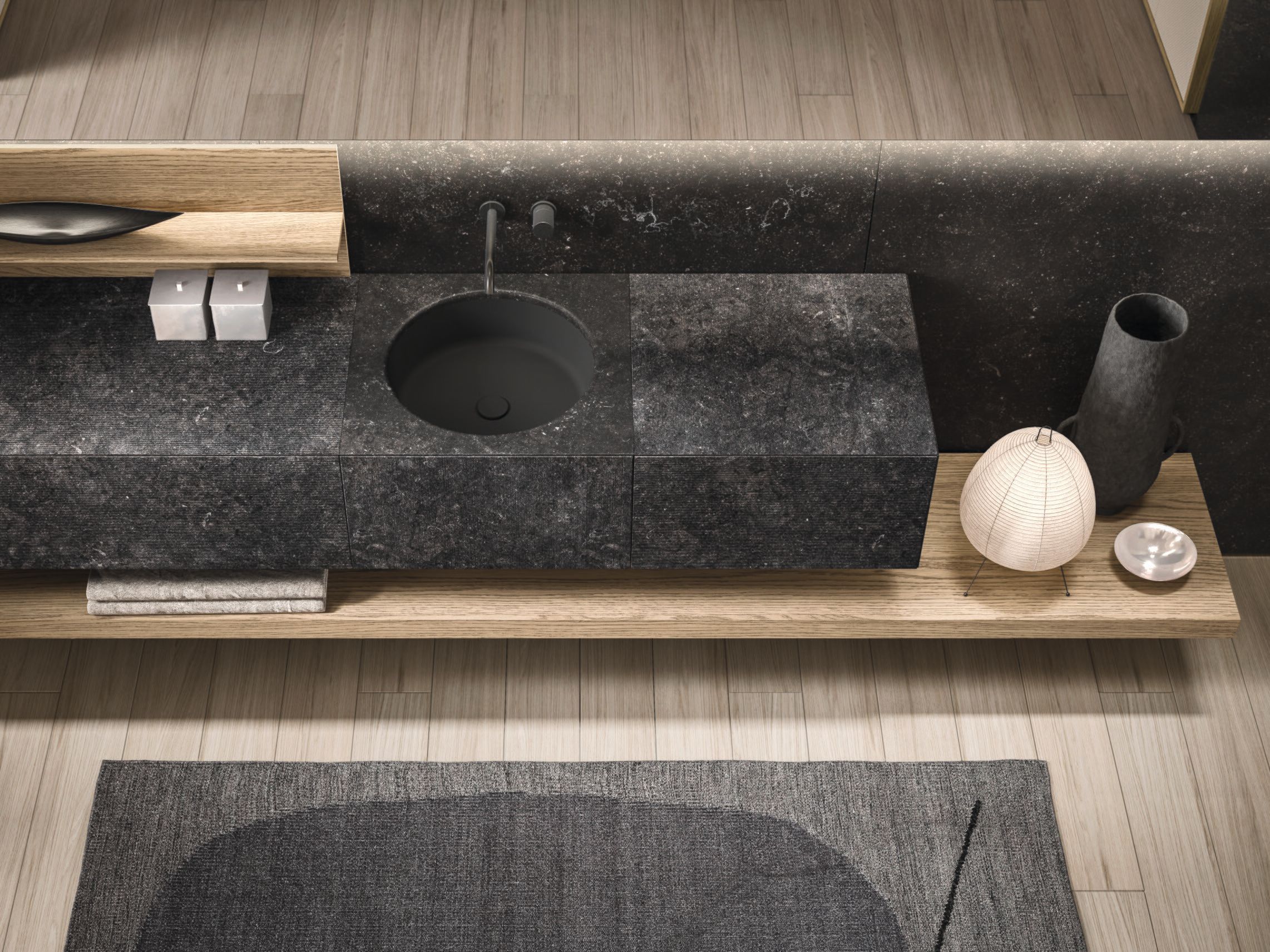 Мебель для ванной комнаты из дуба и цветного геля Milltek Noorth Azuco ARCH-00124013