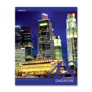 0403021Сингапур Тетрадь "Ночные города" А5 48 л. на скрепке клетка NRN 040302_1_Сингапур NORMAN