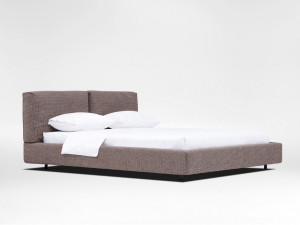 Регулируемая по высоте кровать из ткани с мягким изголовьем